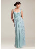 Lace Chiffon Straps Long Prom Dress